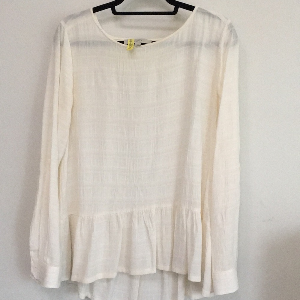 Loft white long sleeve peplum top